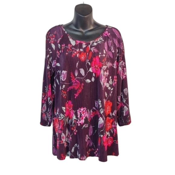 Roz & Ali Women's Cold-shoulder Floral Print Top Blouse Size S - Picture 1 of 11